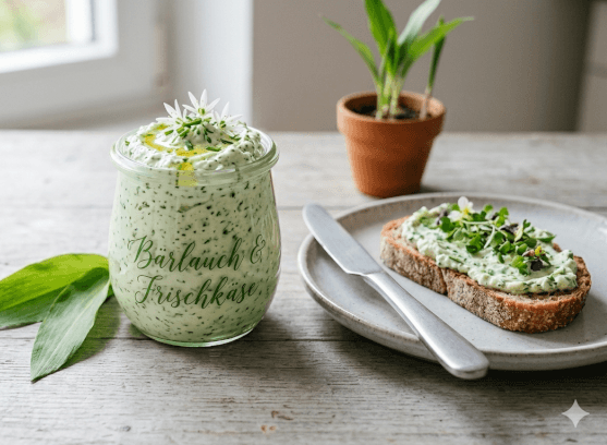 Bärlauch Frischkäse Aufstrich ist ein tolles Rezept um Bärlauch haltbar zu machen.